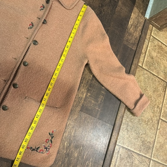 Vintage Cityscape 100% Wool Cream Floral Embroidered Jacket Size Large - Picture 10 of 14